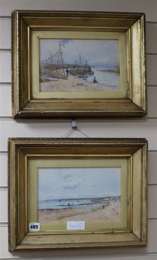 David Small (1846-1927) a pair of watercolours, Pittenwagen and Largo Bay, signed and dated 1891, 15 x 24cm